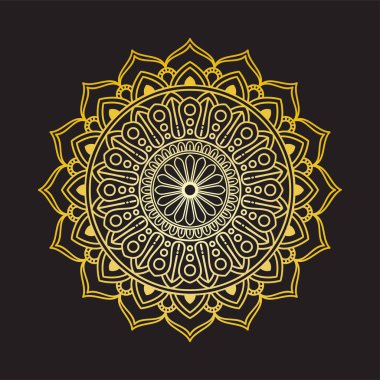 Mandala Luxury Gold Color Circular Pattern Isolated Dark Background