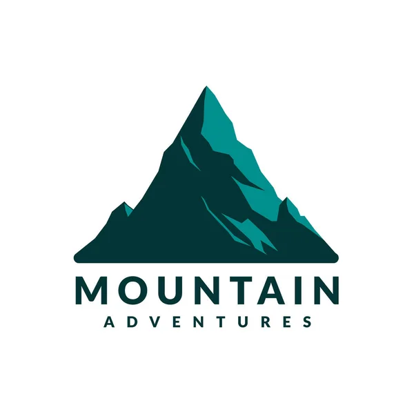 Logo Montagne Dessin Plat Illustration Vectorielle Couleur Bleue — Image vectorielle