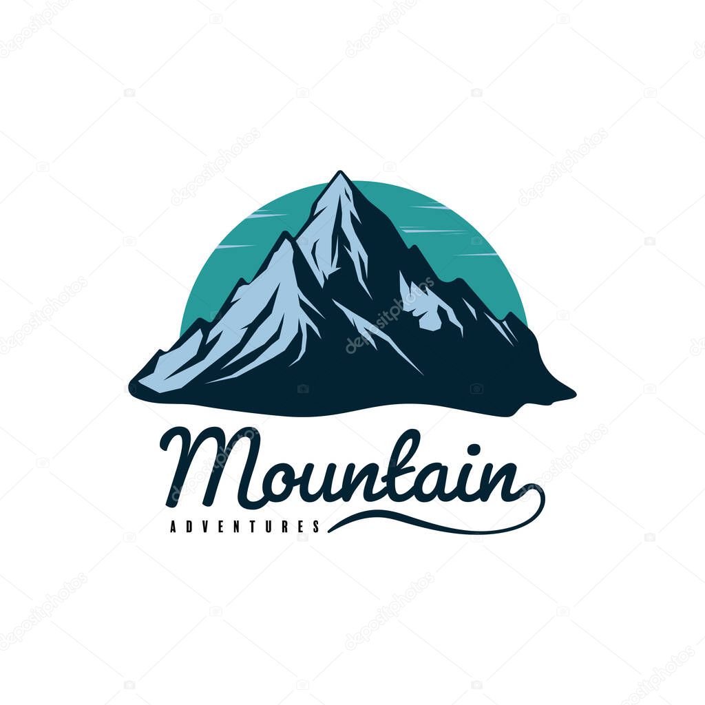 Mountain emblem logo design isolated white background. vector illustration