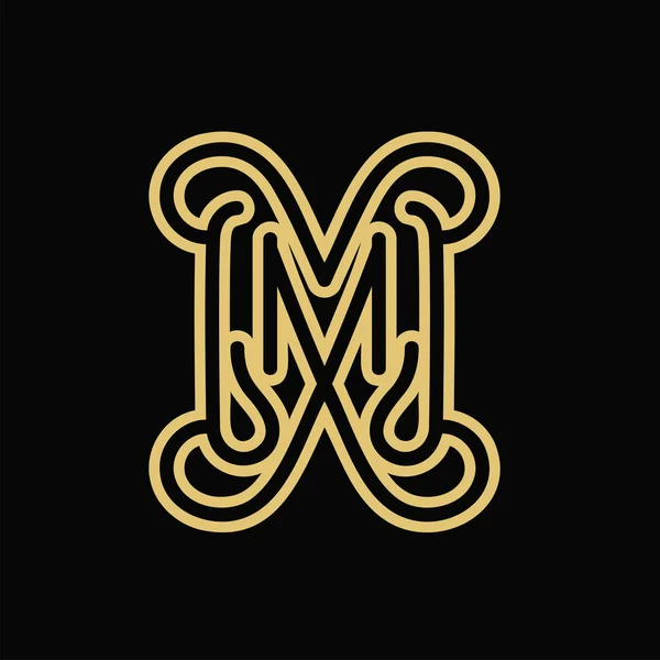 Litera Monogram Projekt Logo Zarysem Minimalistyczny Styl Złoty Kolor Grafika Wektorowa