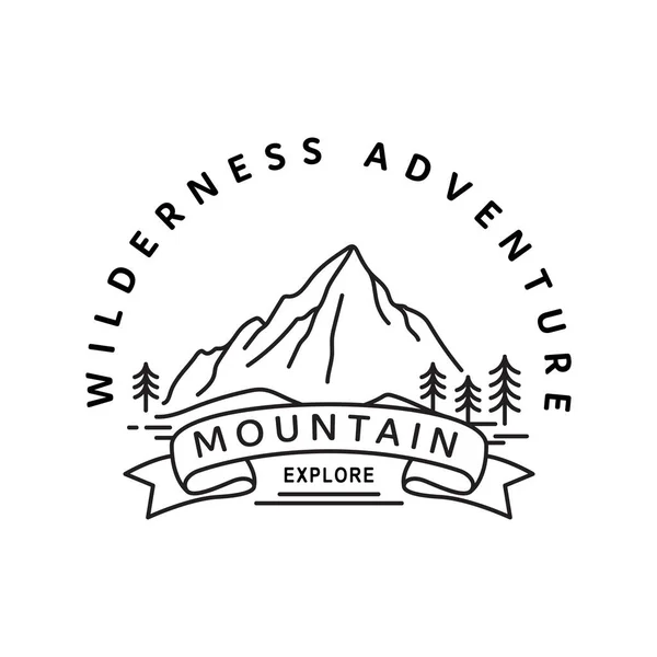 Logo Montagne Ligne Simple Art Style Créatif Collines Illustration Vectorielle — Image vectorielle