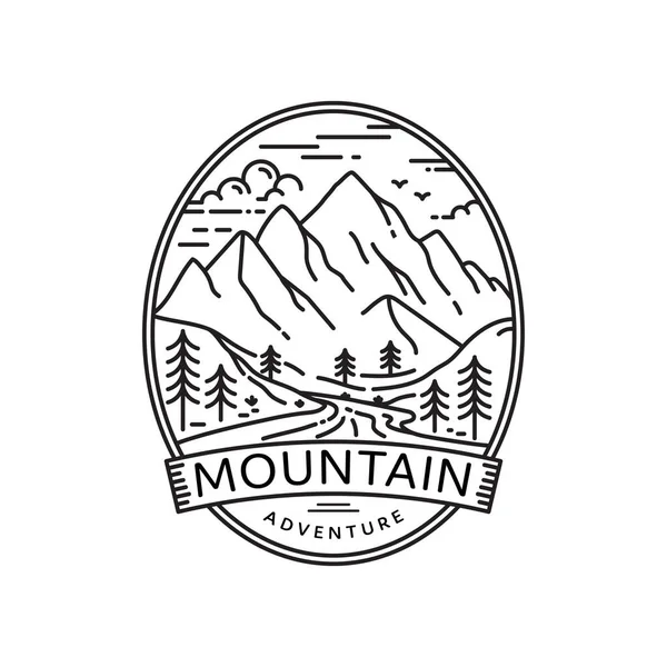 Einfach Berg Logo Kreative Hügellinie Kunststil Mit Ovaler Form Vektor — Stockvektor