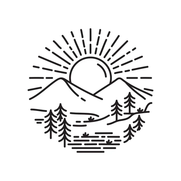 Diseño Vectores Monoline Logo Montaña Aire Libre — Vector de stock
