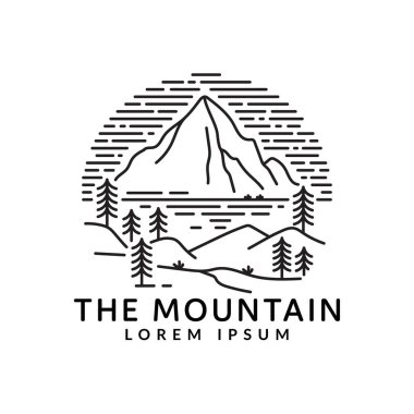 Açıkhava dağ logosu monolin vektör tasarımı