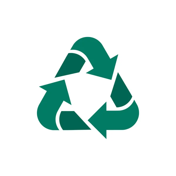 Groene Kleur Recycle Logo Symbool Geïsoleerde Witte Achtergrond — Stockvector