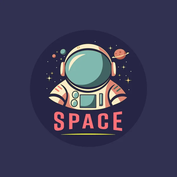 Эмблема Космонавта Логотип Космосе Изолированный Темный Фон — стоковый вектор