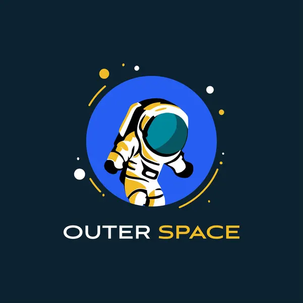 Astronaut Emblem Logo Weltraum Isoliert Dunklen Hintergrund — Stockvektor