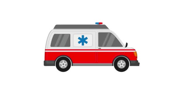 Vehículo Ambulancia Para Asistencia Emergencia Animación Gráfica Video — Vídeo de stock