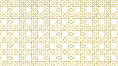 Geleneksel İslami sanata dayalı kusursuz bir düzen. Altın renkli çizgi. Kumaş, tekstil, kapak, ambalaj kağıdı ve arka plan için harika bir tasarım. İnce çizgiler.