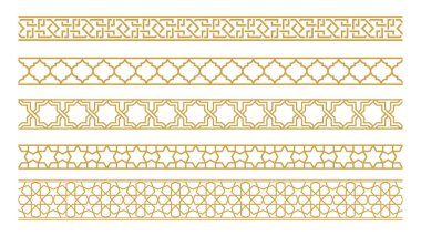 Dekoratif çerçeve koleksiyonu ve kusursuz sınırlar. İslami doğu tarzı