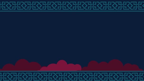 Animation Mosque Blue Background Arabic Oriental Pattern — Stock Video