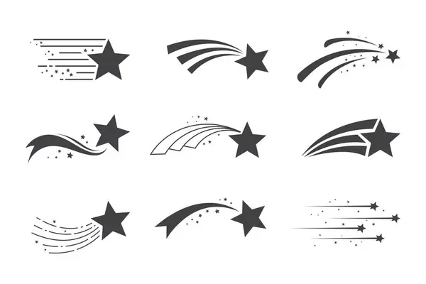 Kayan yıldız efektli bir yıldız kümesi. Siluet kayan yıldız simgesi