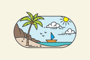 Tropik bir adanın kıyısında yaz mevsimi. Rahat ve huzurlu bir atmosferin yansıması.