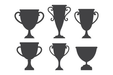 Siluet kupa beyaz arkaplan vektör illüstrasyonuna izole