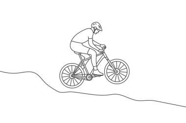 Bisikletçi adam çizim çizgisi tasarımı izole edilmiş beyaz arkaplan