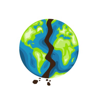 Çatlak Dünya küresi çevresel hasar metaforu gösteriyor