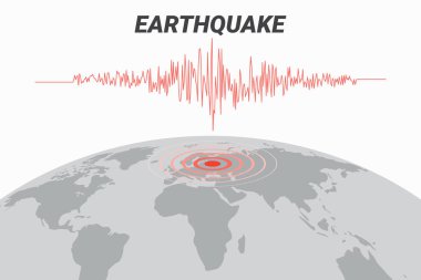 Deprem merkez üssü dünya üzerinde gösterilen bir illüstrasyon.