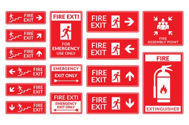 Yangın güvenlik işaretleri ve acil çıkış işaretlerinin toplanması