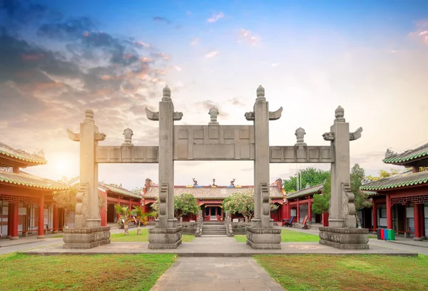Chinese style ancient buildings and archways, Sanya, Hainan, China