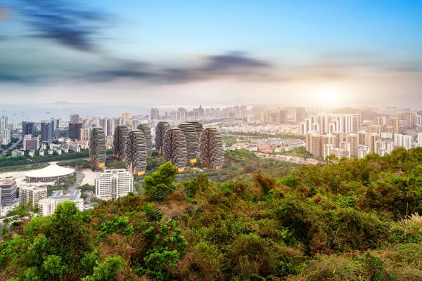 Çin Hainan Adası Ndaki Sanya Kıyı Şehrinin Havadan Görünüşü — Stok fotoğraf