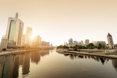 Tianjin, Çin 'de kentsel mimari manzara