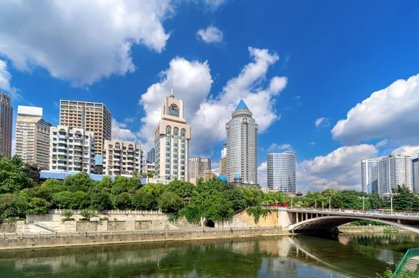 Moderna Höga Byggnader Och Bro Guiyang Stadslandskap Kina — Stockfoto