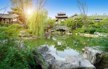 Güzel bir yaz, Guizhou, Çin 'deki antik şehir parkı.