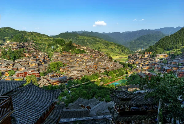 Miao Village Djupet Bergen Guizhou Kina Royaltyfria Stockbilder