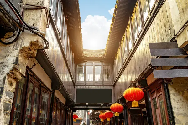 Чжоучжуан Відоме Водне Місто Китаї Яке Традиційною Архітектурою Стародавнього Міста — стокове фото