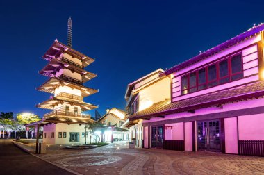 Haihuadao Park, Hainan, Çin 'de Japon mimarisi.