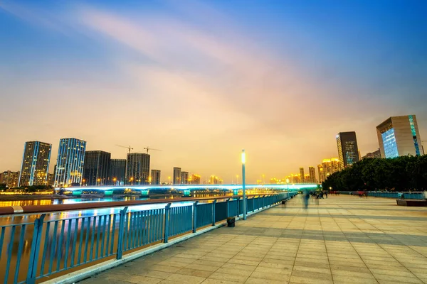 Moderní Panorama Města Fuzhou Čína Noci — Stock fotografie