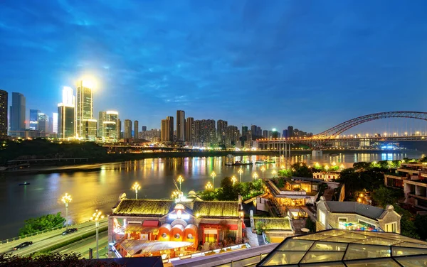 Chongqing Města Panorama Moderní Mosty Mrakodrapy — Stock fotografie