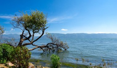 Erhai Gölü manzarası, Dali, Yunnan, Çin.