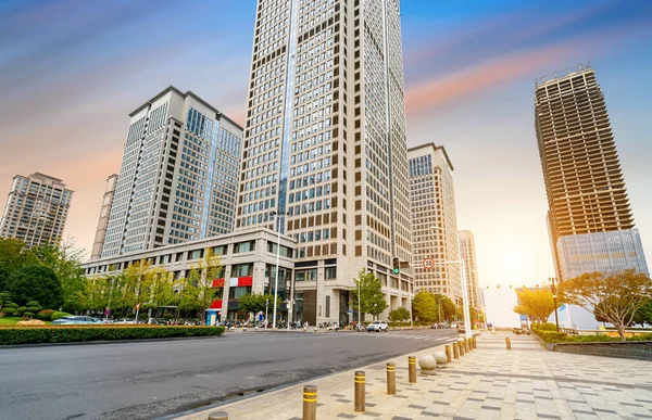 Felhőkarcolók Pénzügyi Negyedben Wuhan Hubei Kína Stock Kép