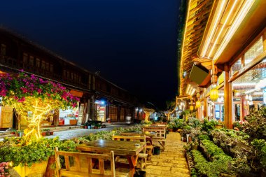 Lijiang Eski Kenti, UNESCO 'nun Dünya Mirası ve Asya' da ünlü bir turizm merkezidir. Yunnan, Çin.