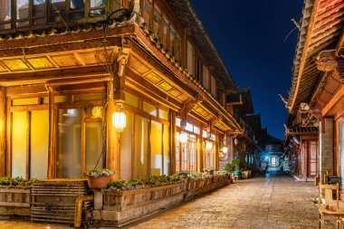 Lijiang Eski Kenti, UNESCO 'nun Dünya Mirası ve Asya' da ünlü bir turizm merkezidir. Yunnan, Çin.
