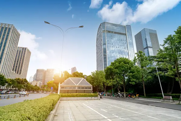 Felhőkarcolók Pénzügyi Negyedben Wuhan Hubei Kína Stock Fotó