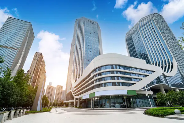 Felhőkarcolók Pénzügyi Negyedben Wuhan Hubei Kína Stock Fotó