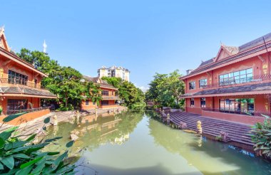 Dai-style architecture in Xishuangbanna, Yunnan, China. clipart