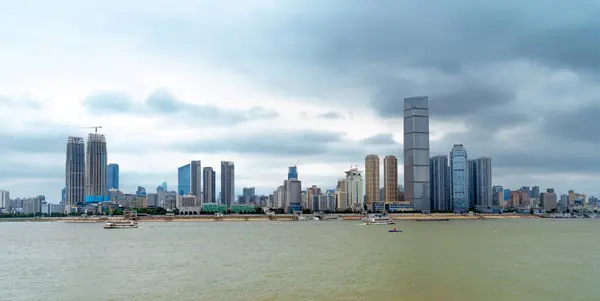 stock image Yangtze River and skyscrapers, Wuhan, China.