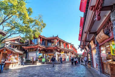 Lijiang, China - October 23,2023 : Scenic view of the Old Town of Lijiang in Yunnan, China. The Old Town of Lijiang is a UNESCO World Heritage Site and also a famous tourist destination of Asia. clipart