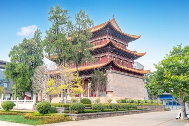 Mile Caddesi 'ndeki antik Çin binaları, Yunnan, Çin.