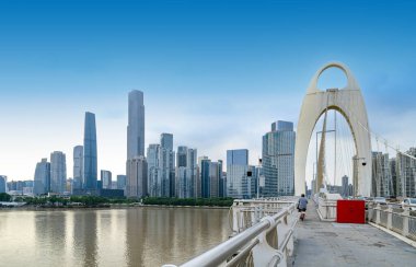 Modern şehir manzarası, Zhujiang Yeni Şehir, Guangzhou, Çin