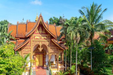 Güzel binalar eski tapınaklarda Xishuangbanna, Yunnan, Çin.