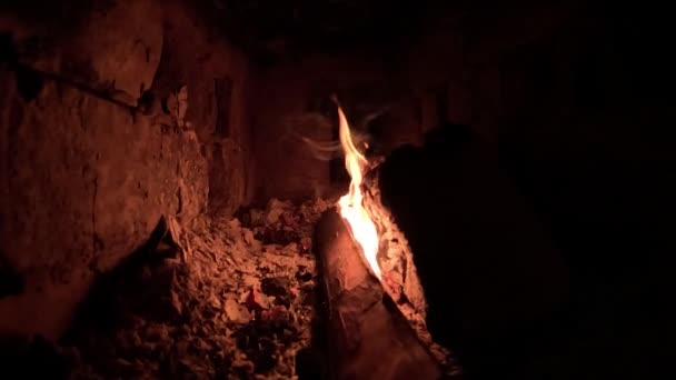 Time Lapse Burning Wood Fuel Stove Showing Process Heating Building — Stockvideo