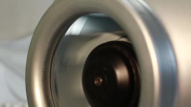 movement of the fan impeller in ventilation systems close-up
