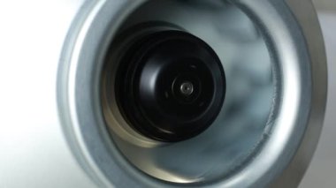movement of the fan impeller in ventilation systems close-up