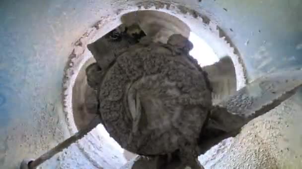 Вращающийся Винт Вентилятора Кабинке Распыления Автопокрасочного Цеха Крупным Планом — стоковое видео