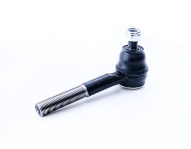 Mavi klempli siyah direksiyon ucu, kauçuk diğeri ve beyaz arka planda kendi kendine dokunan fındık. Arabanın direksiyonunun gözden çıkarılabilir kısmı..