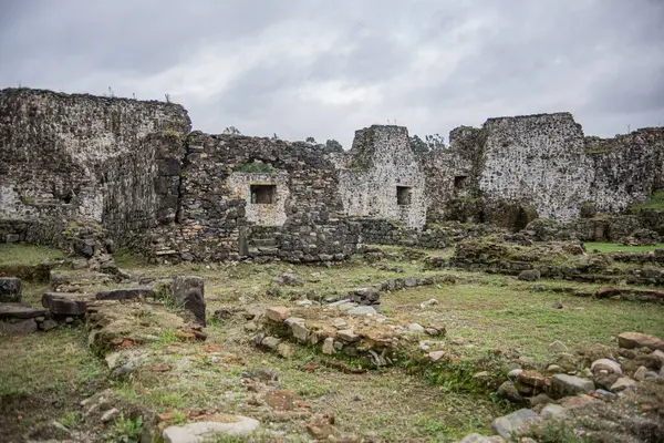 ruins and destroyed walls with the foundation of an old fortress and fortress wall, in an ancient ancient war